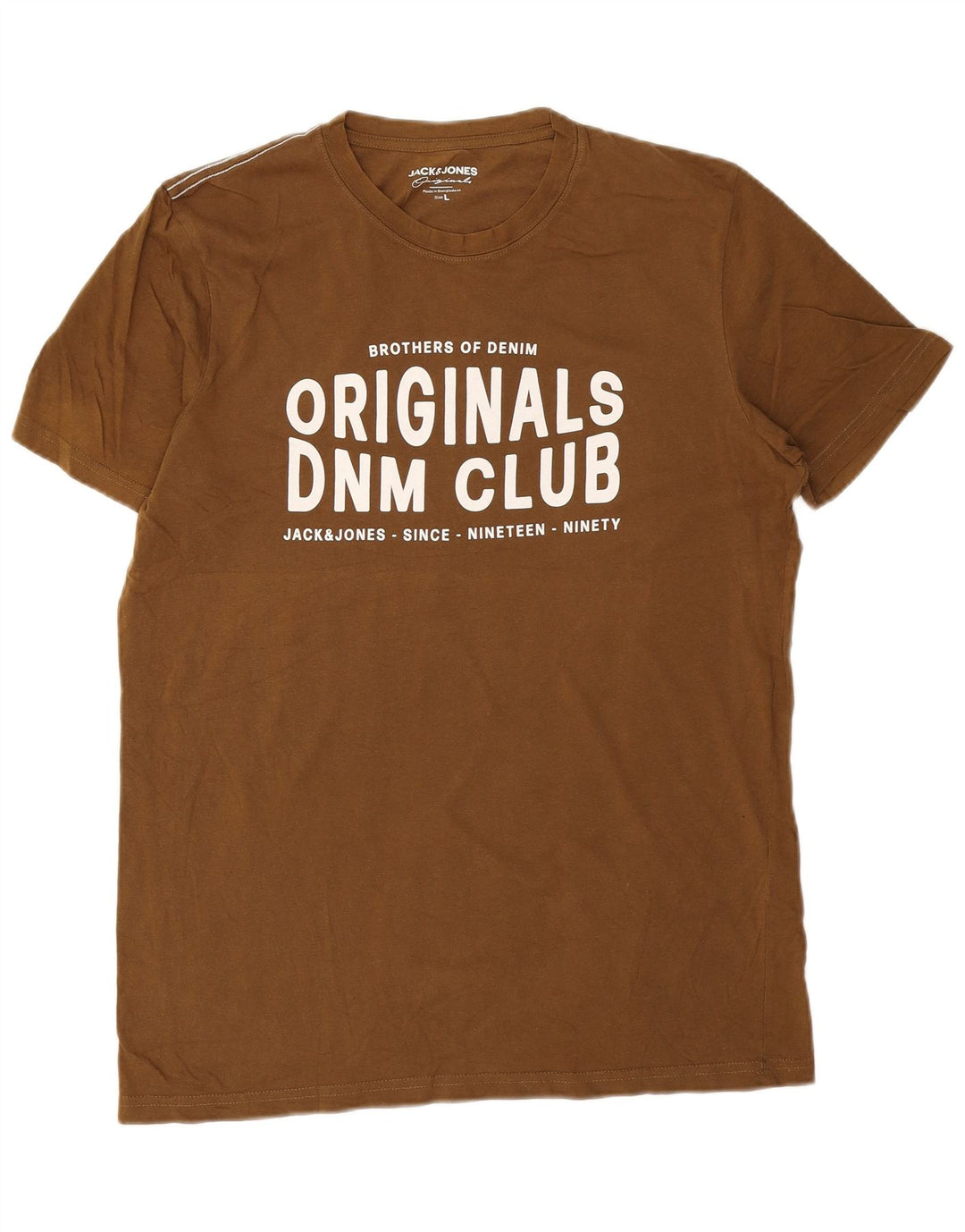 Camiseta gráfica masculina Jack & Jones grande algodão marrom