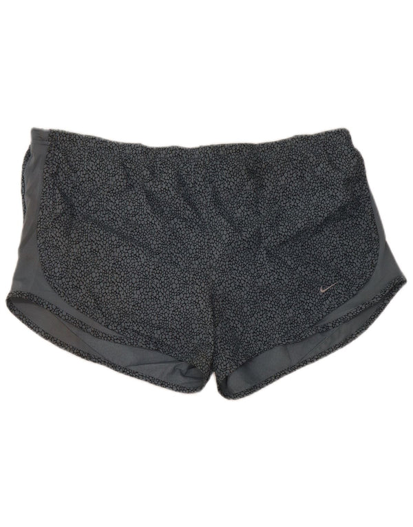 NIKE Womens Dri Fit Sport Shorts UK 16 Grande Cinza Animal Print Poliéster