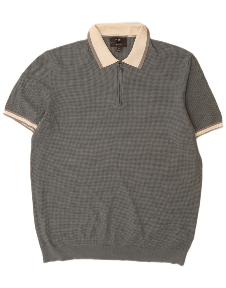 Suéter masculino Marks & Spencer com gola polo XL cinza colorblock
