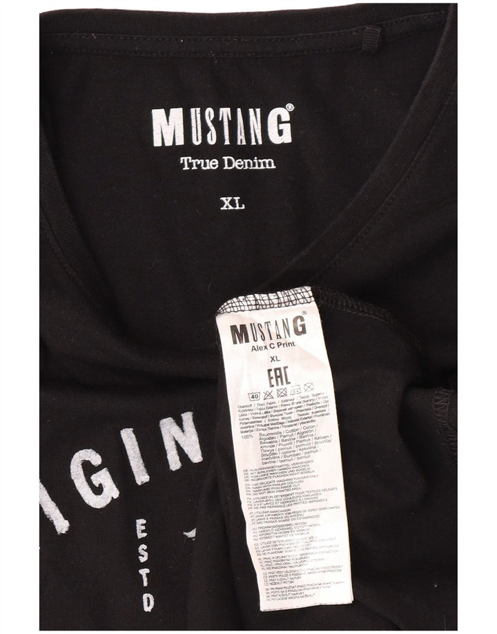 MUSTANG Mens Graphic T-Shirt Top XL Black Cotton