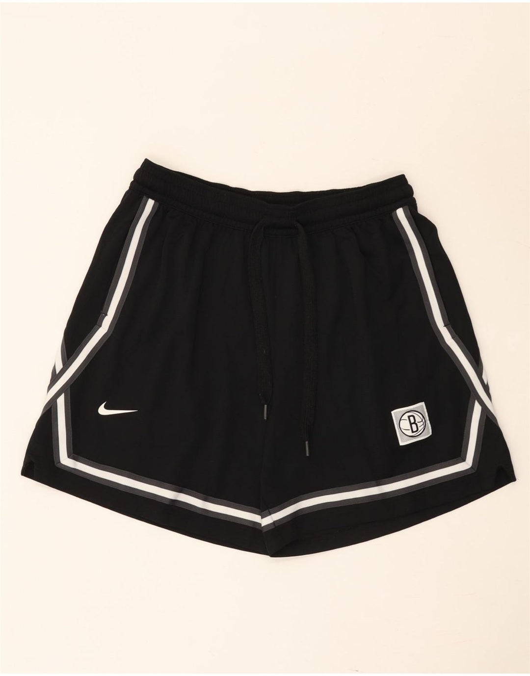Shorts esportivos masculinos Nike Brooklyn Nets grandes listrados pretos