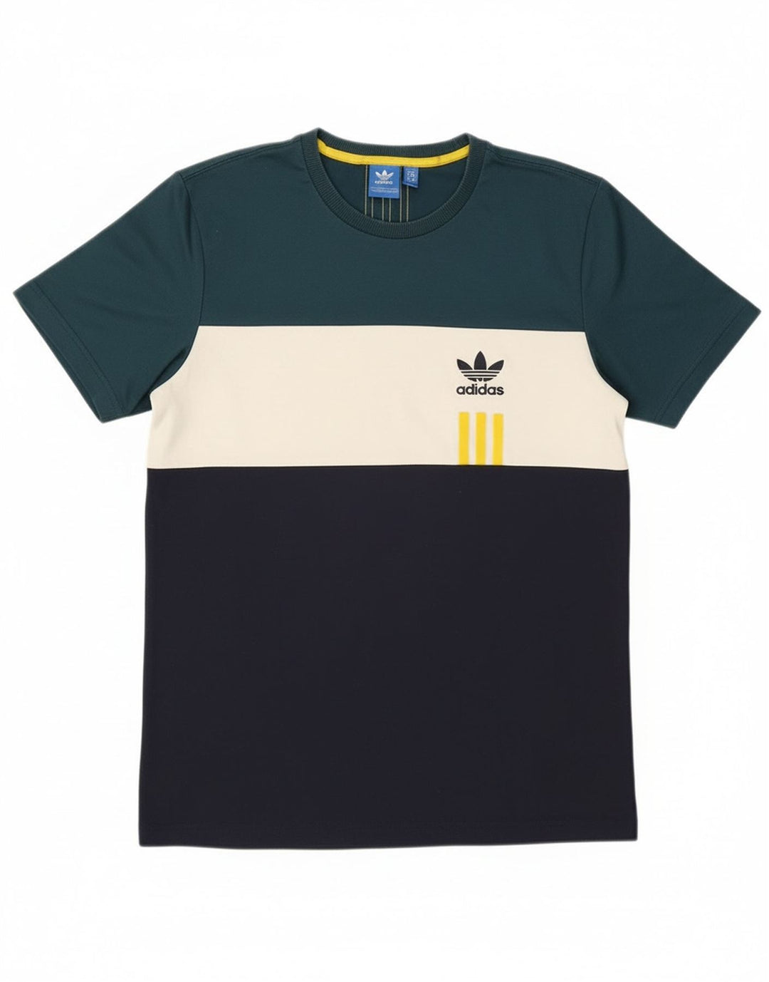 Adidas Mens Camiseta Top Médio Multicolorido Colorblock Algodão
