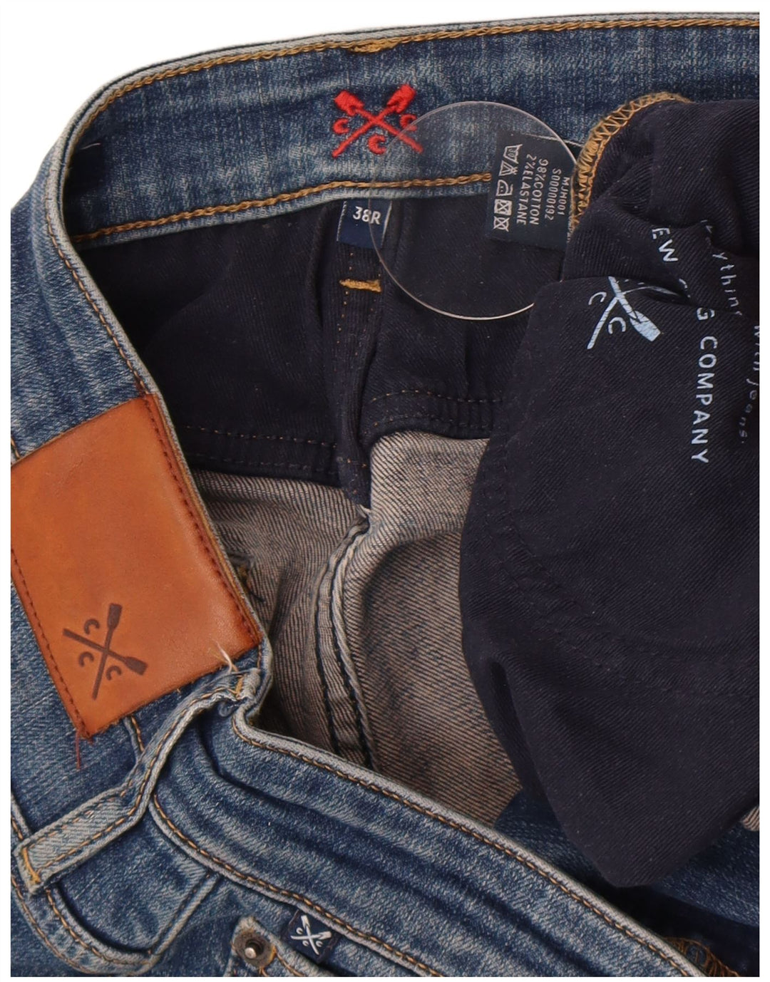 Crew Clothing Masculino Regular Straight Jeans W38 L27 Azul Algodão