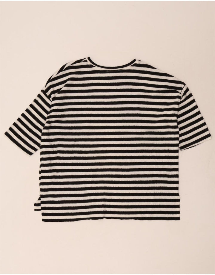 Zara Womens Oversized T-Shirt Top UK 14 Médio Preto Listrado