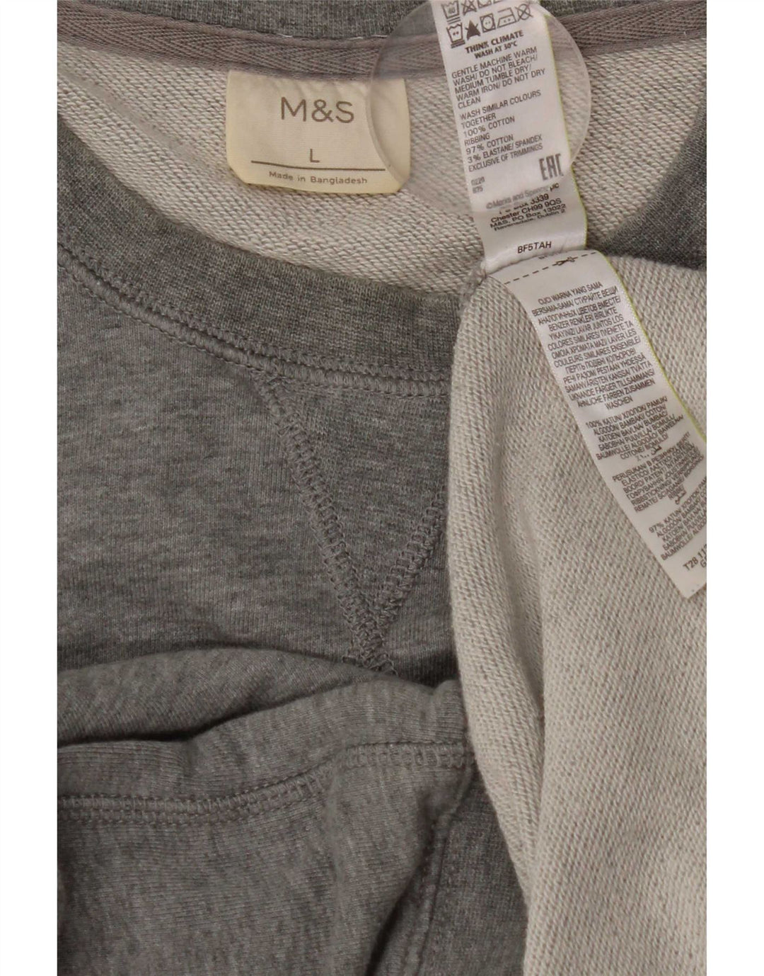 Suéter masculino Marks & Spencer grande algodão cinza