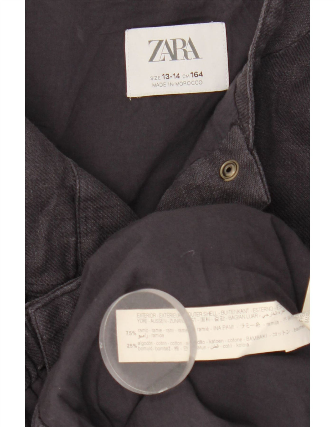 Zara Jaqueta utilitária para meninas 13-14 anos azul marinho Ramie