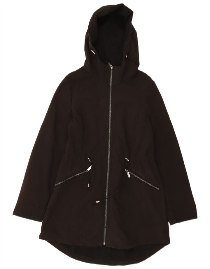 Casaco corta-vento feminino com capuz French Connection UK 10 pequeno preto
