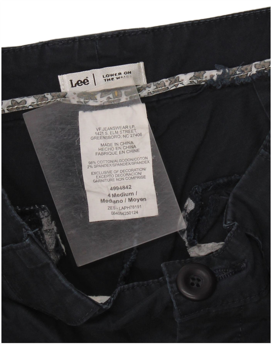 Calça capri feminina Lee cintura baixa US 4 pequena W28 L20 algodão azul marinho