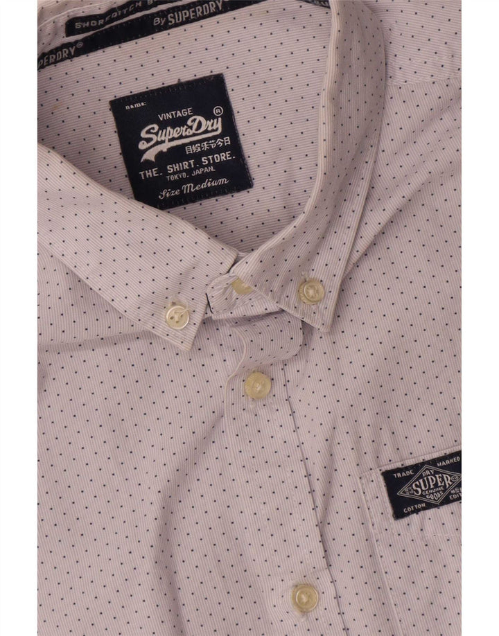 Camisa masculina Superdry algodão manchado branco médio