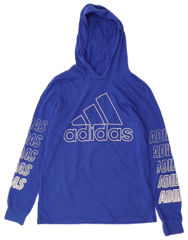 Top gráfico com capuz Adidas meninos manga comprida 14-15 anos grande azul esportivo