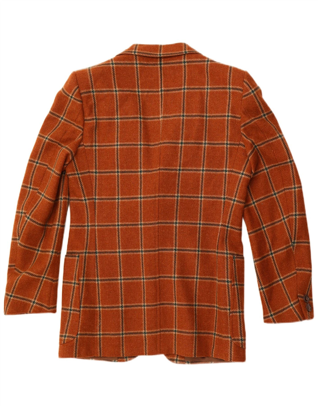 Jaqueta blazer masculina VINTAGE com 2 botões IT 50 grande lã xadrez marrom