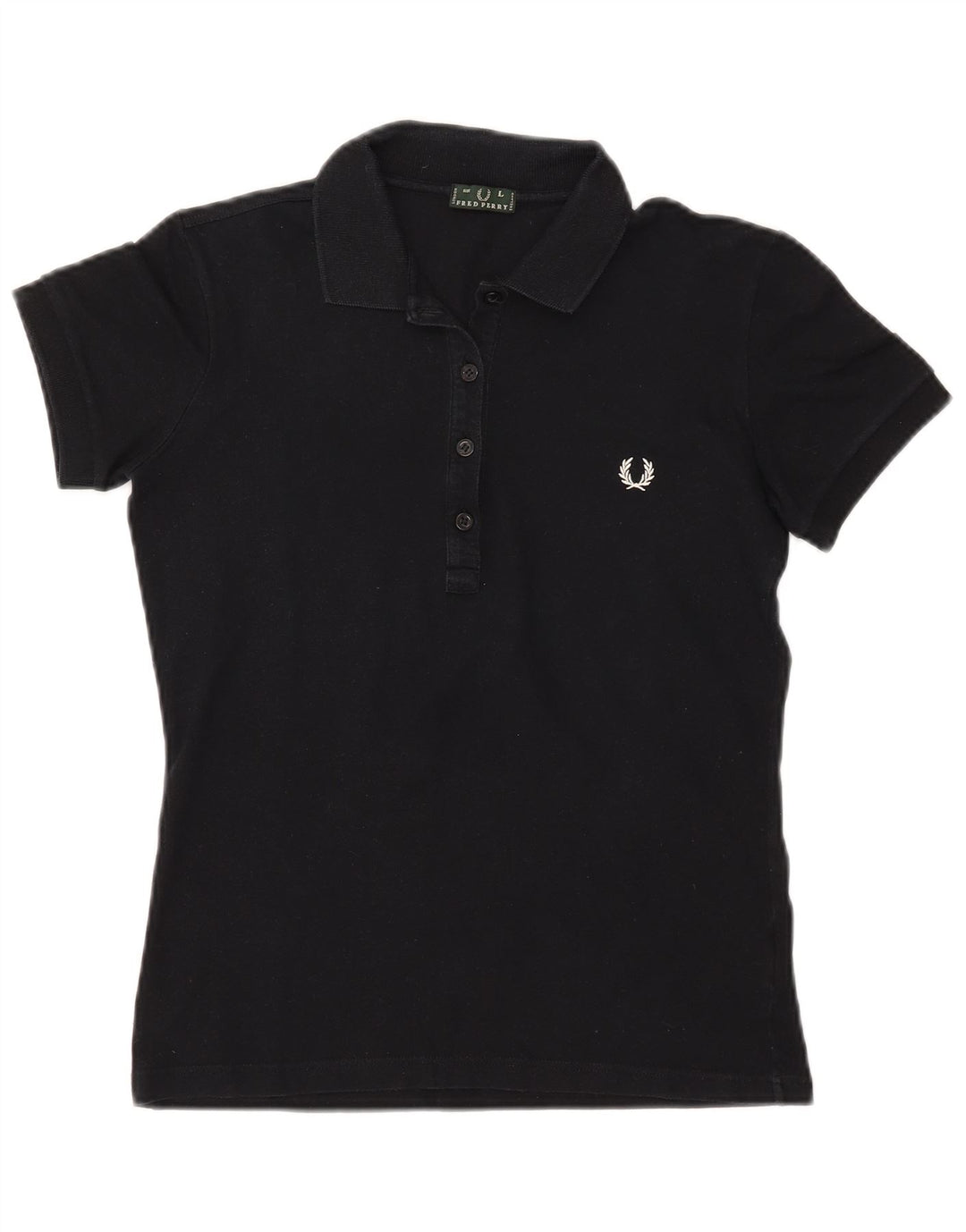 Camisa polo feminina FRED PERRY Reino Unido 16 grande algodão preto