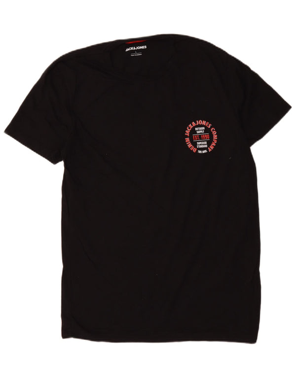 Camiseta gráfica masculina Jack & Jones grande algodão preto