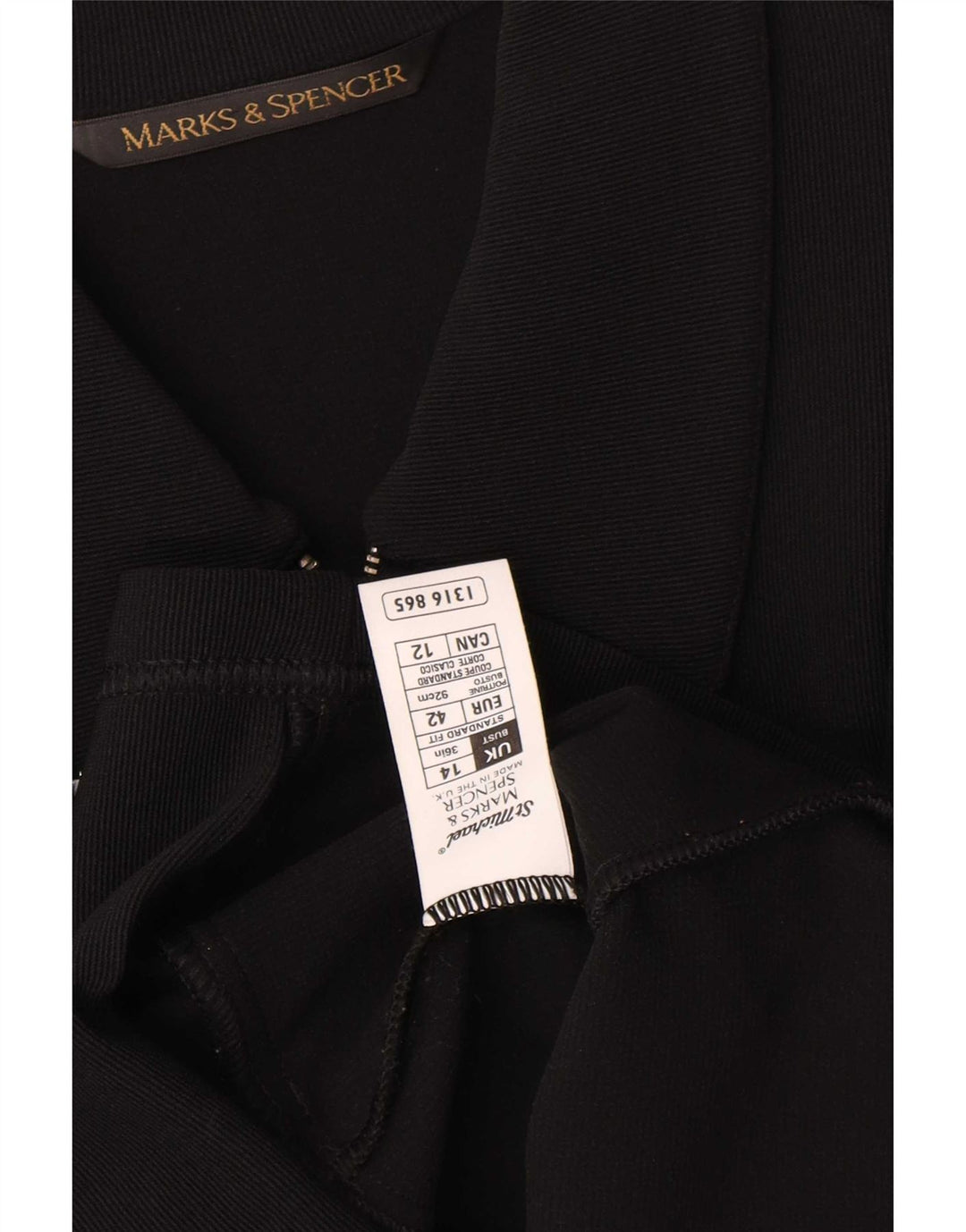 Jaqueta blazer feminina Marks & Spencer com zíper completo Reino Unido 14 médio preto nylon