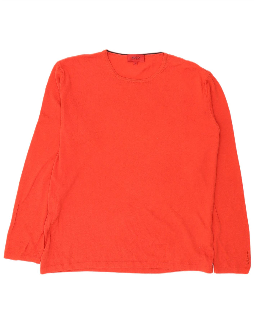 Suéter masculino Hugo Boss com gola redonda, grande algodão vermelho