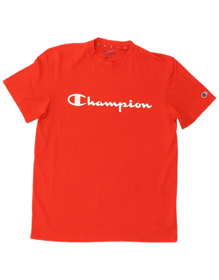 Camiseta masculina gráfica Champion pequeno poliéster vermelho