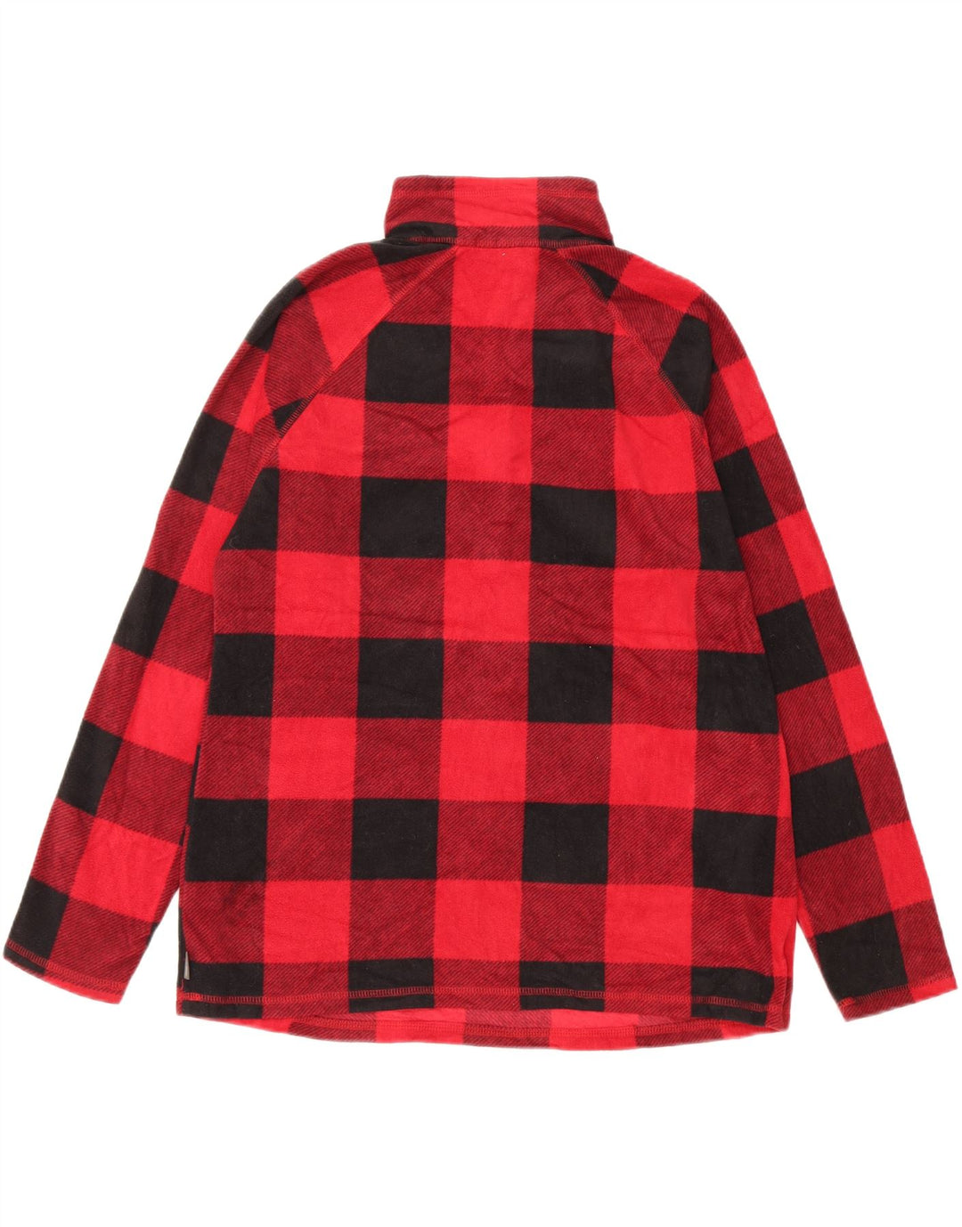 EDDIE BAUER Suéter feminino de lã com gola e zíper Reino Unido 16 grande poliéster xadrez vermelho
