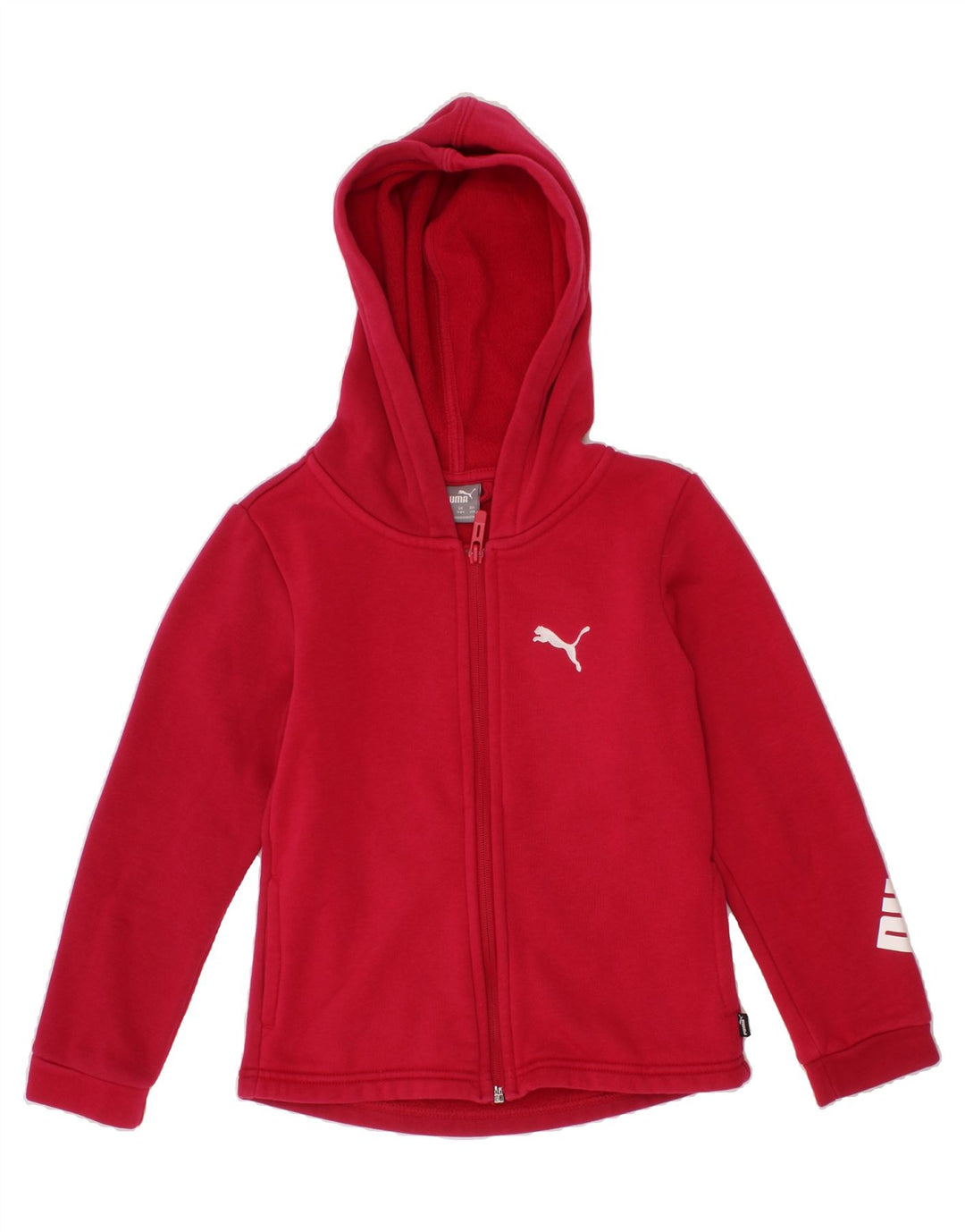PUMA Girls Graphic Zip Hoodie Sweater 7-8 Years Pink Cotton Vintage Puma and Second-Hand Puma from Messina Hembry 
