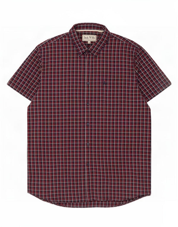 Jack Wills Camisa masculina de manga curta clássica XL XL azul marinho xadrez algodão
