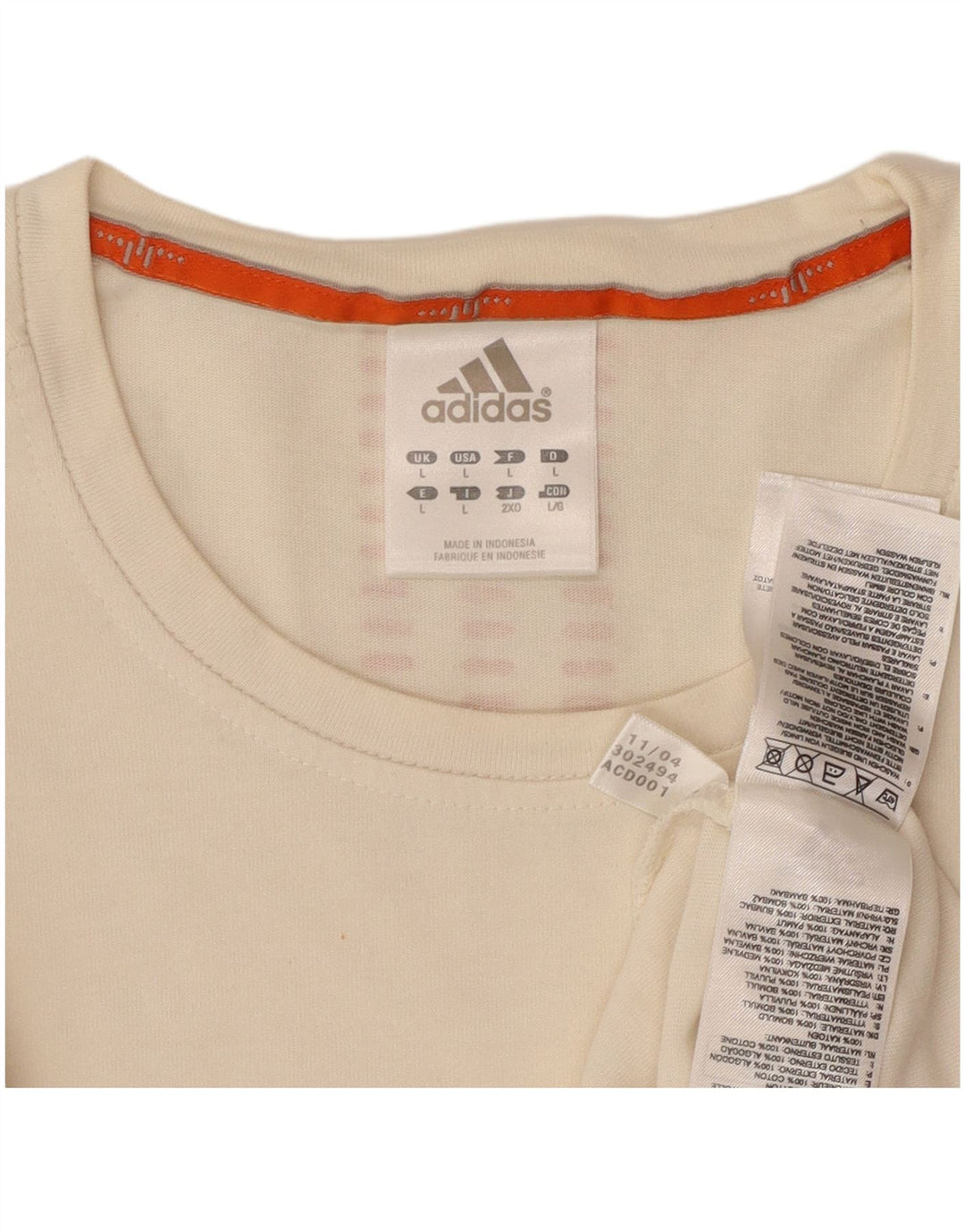 ADIDAS Mens Graphic T-Shirt Top Grande Off White Algodão