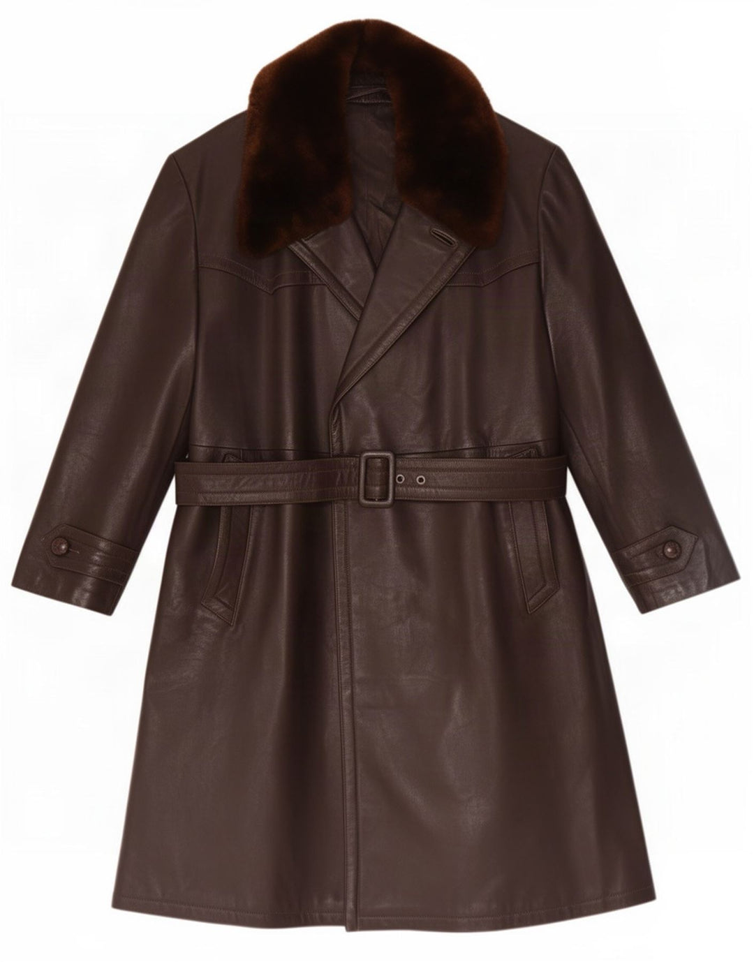 Casaco de couro feminino vintage Reino Unido 16 grande marrom
