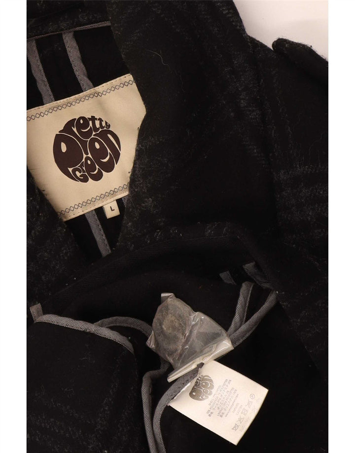 Casaco masculino Pretty Green Pea UK 40 grande lã xadrez preta