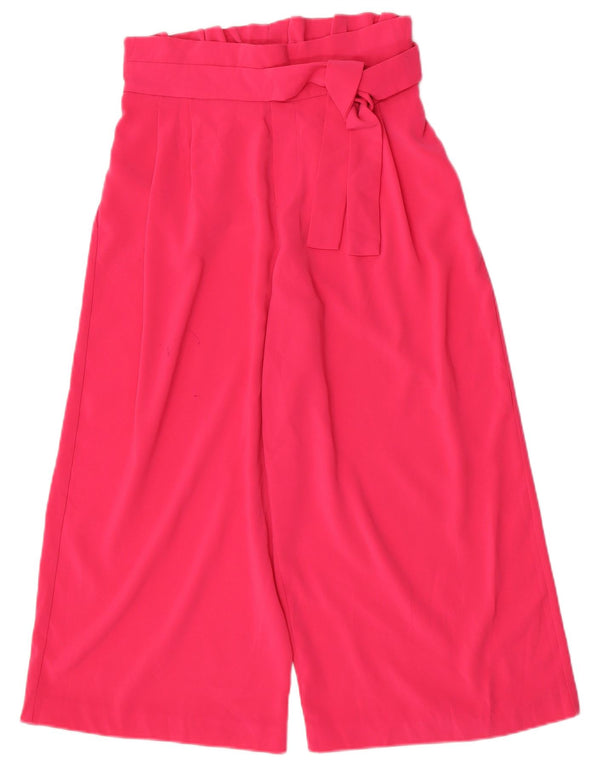 Zara Calça capri feminina cintura alta perna larga médio W28 L22 rosa
