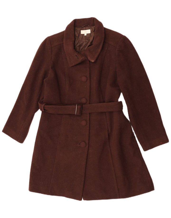 Sobretudo feminino Marks & Spencer UK 18 XL marrom lã nova