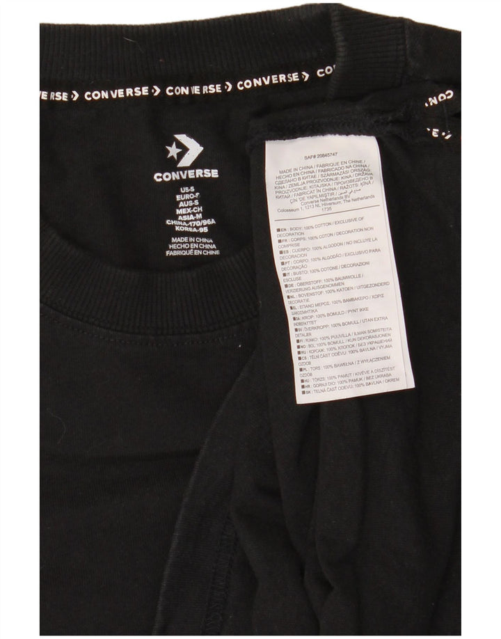 Converse masculino gráfico top manga longa pequeno algodão preto