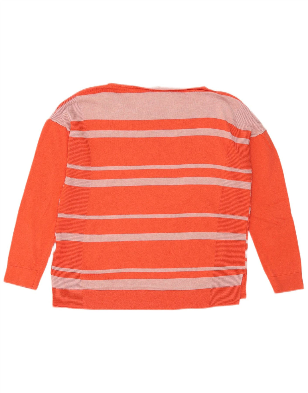 Suéter feminino com gola canoa White Stuff Reino Unido 10 pequeno listrado laranja