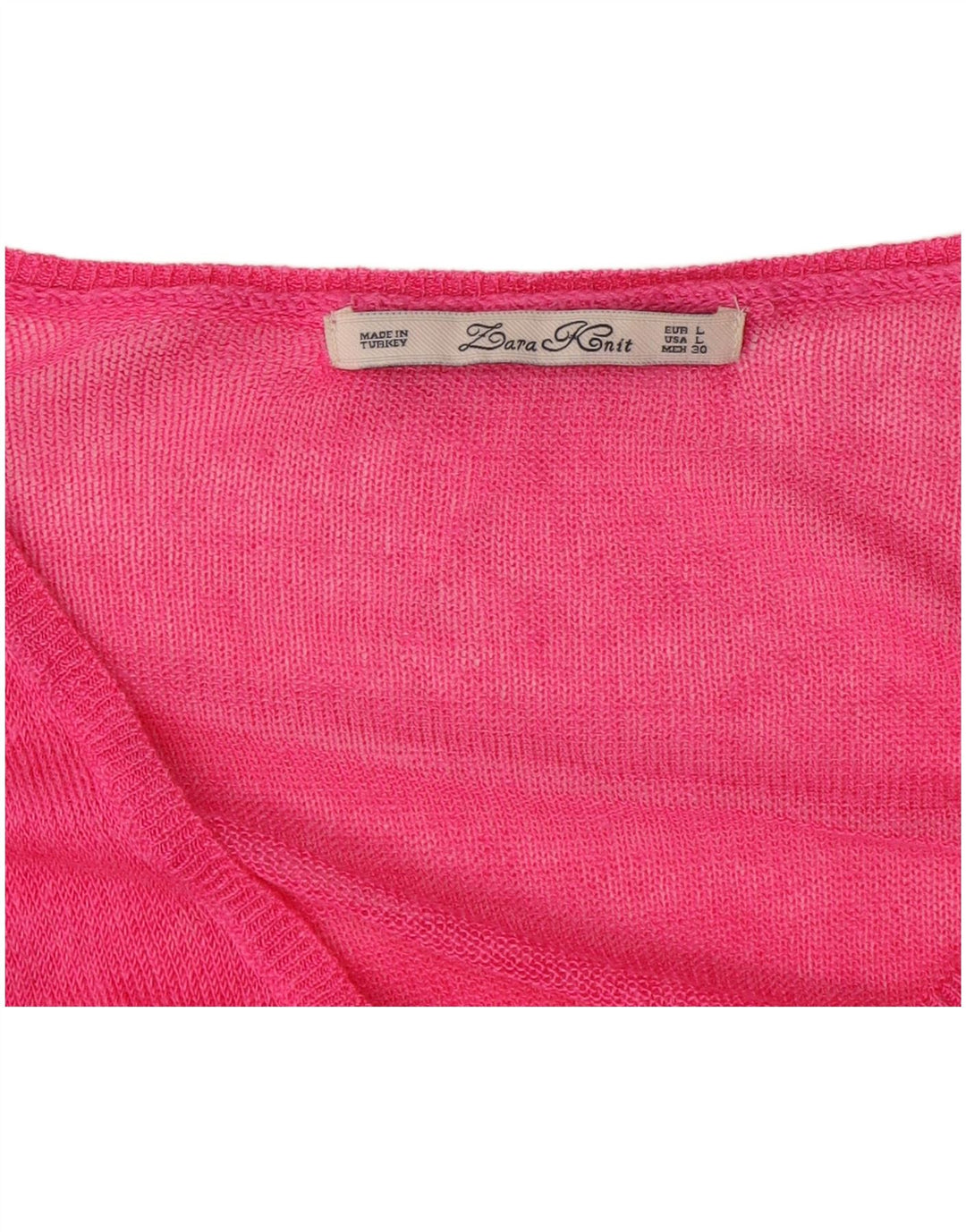Suéter feminino Zara com decote em V Reino Unido 16 grande rosa