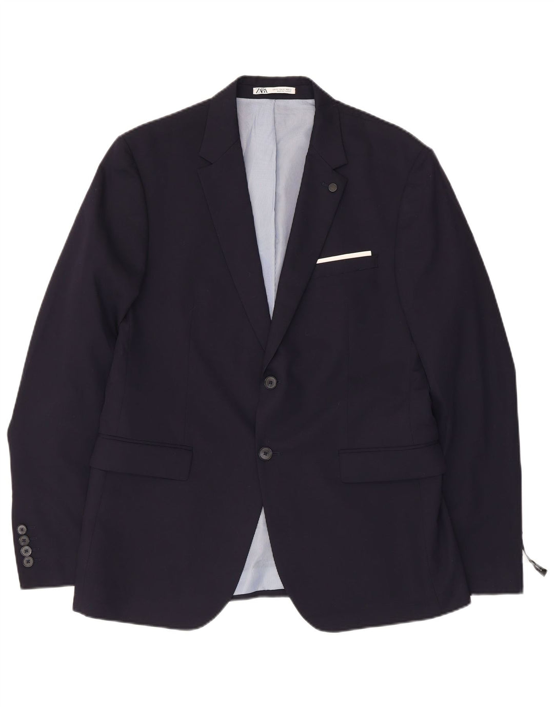 Jaqueta blazer masculina Zara com 2 botões EU 52 grande viscose azul marinho