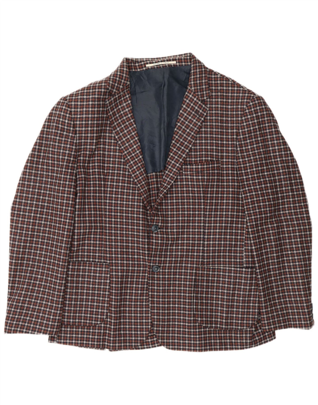 Jaqueta Blazer Exibit Masculina com 2 Botões UK 40 Grande Xadrez Marrom