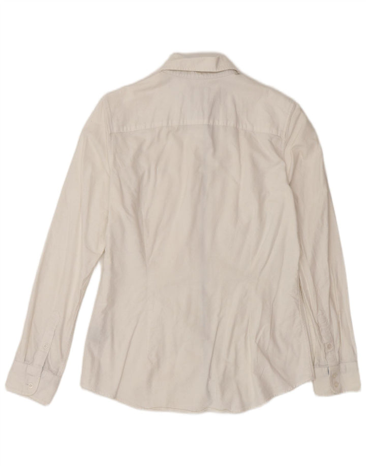 CREW CLOTHING Camisa feminina clássica de ajuste Reino Unido 8 algodão branco pequeno