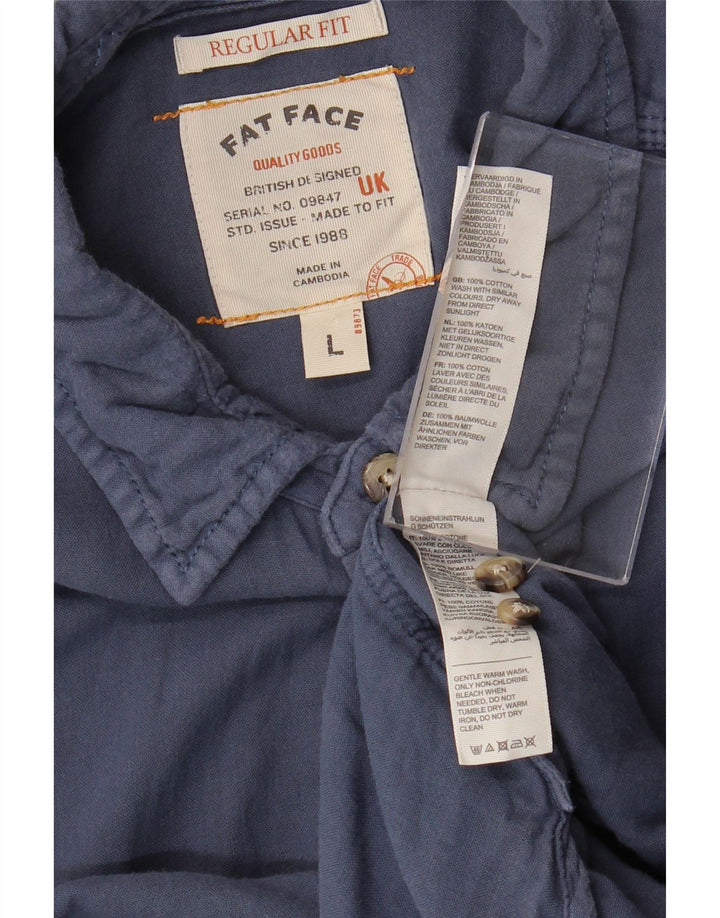 Camisa masculina Fat Face Regular Fit grande algodão azul marinho