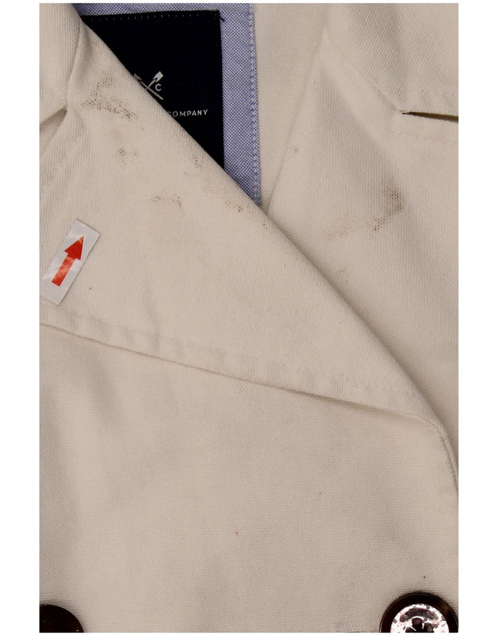 CREW CLOTHING Casaco feminino ervilha Reino Unido 16 grande algodão branco