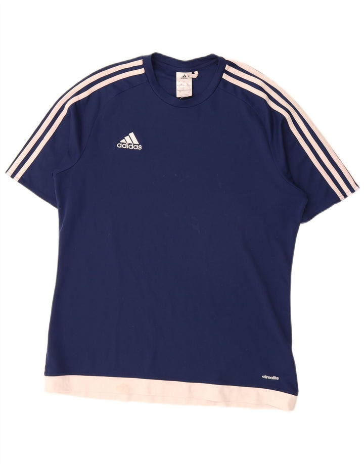Camiseta Adidas Masculina Climalite Top Grande Azul Marinho Colorblock Poliéster