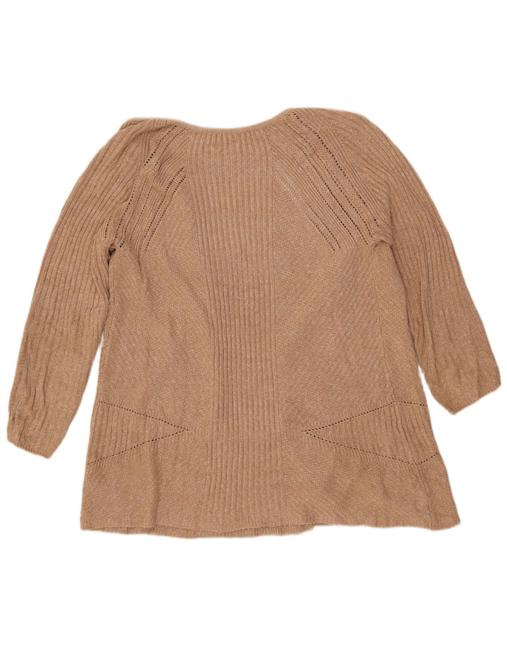 Suéter cardigã feminino grande Marks & Spencer Reino Unido 10 pequeno bege manchado