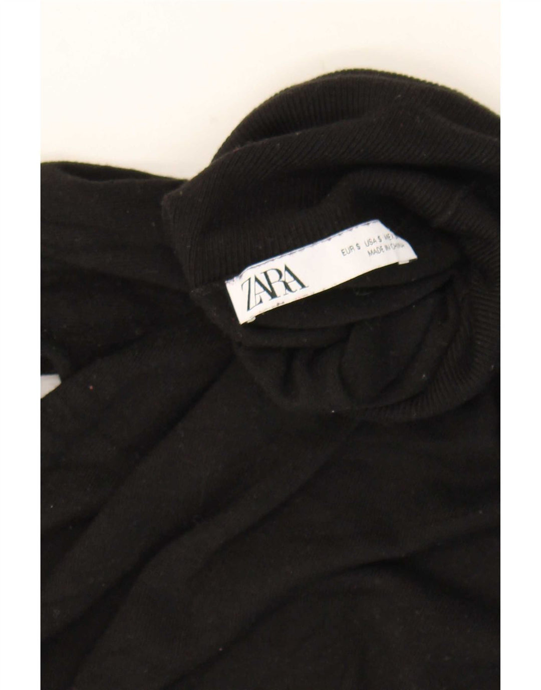 Zara Suéter feminino com gola redonda e gola redonda, preto pequeno, 10