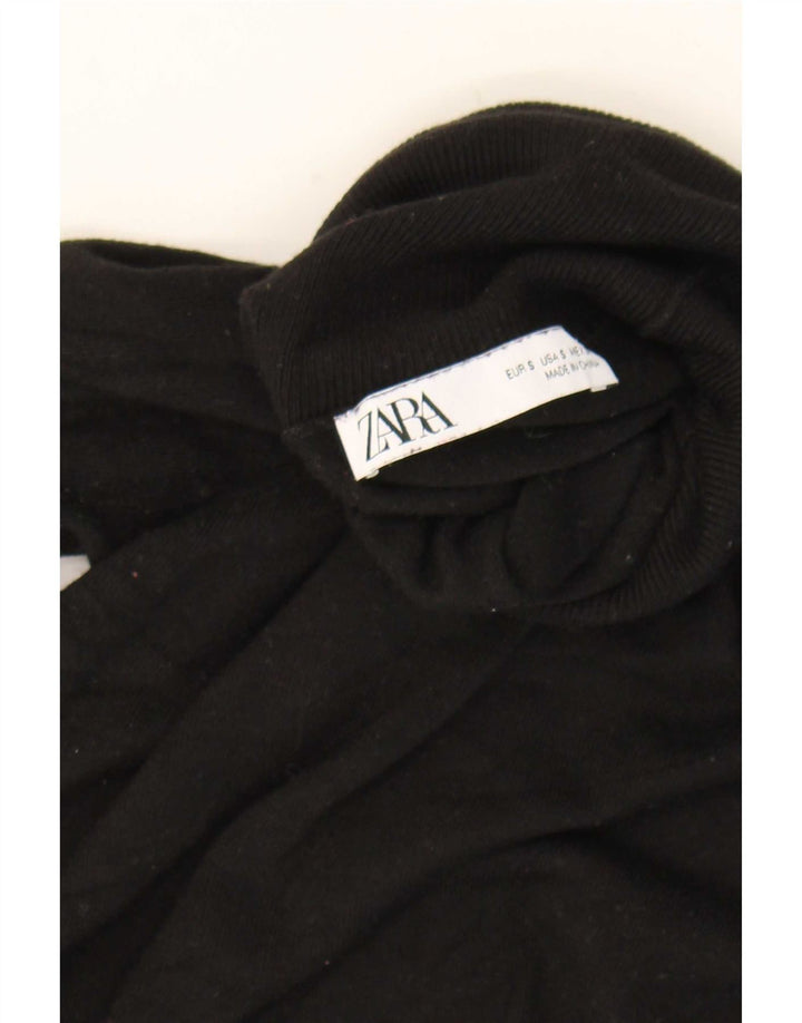 Zara Suéter feminino com gola redonda e gola redonda, preto pequeno, 10