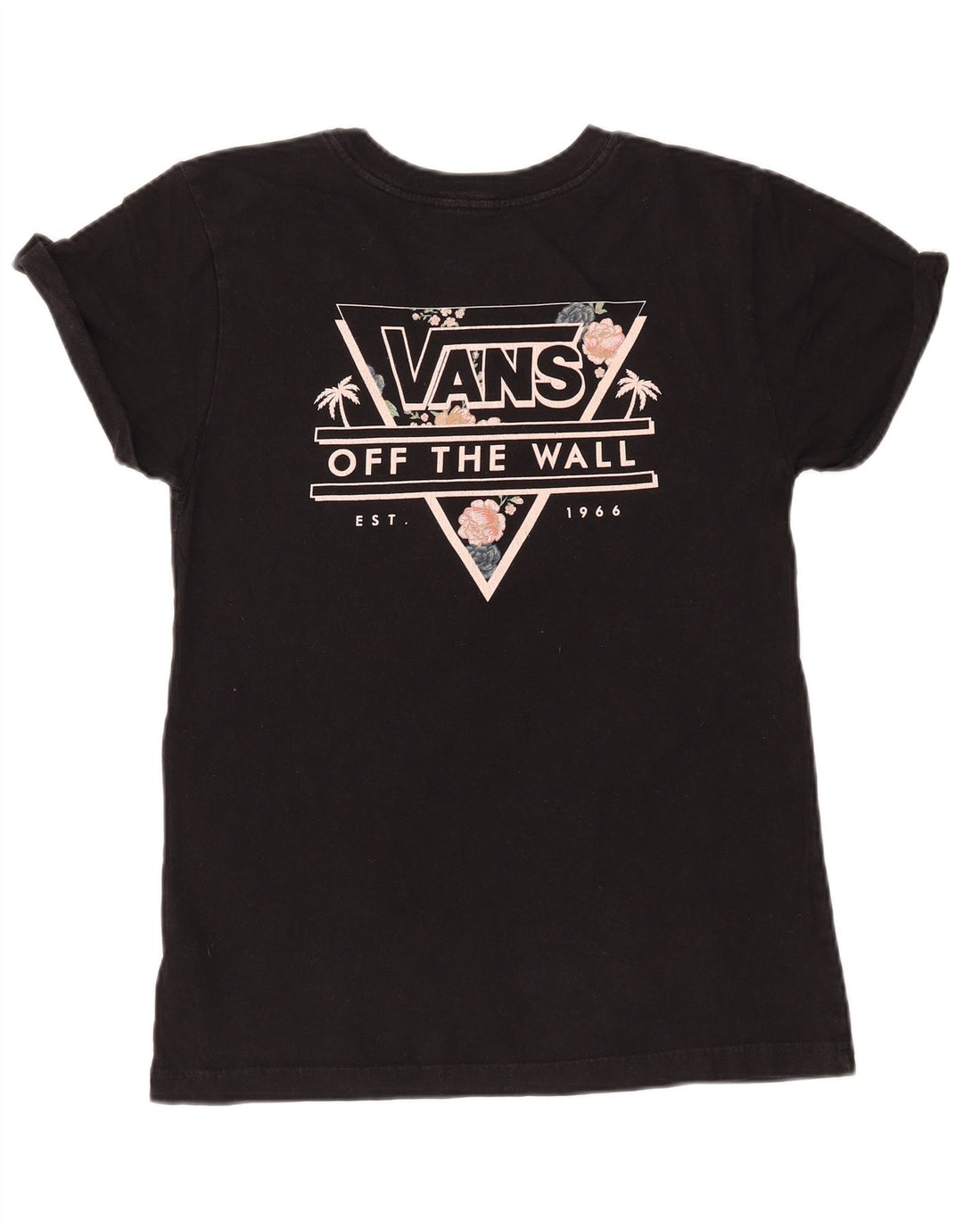 Camiseta feminina VANS com estampa gráfica UK 12 médio preto floral algodão