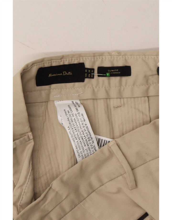 MASSIMO DUTTI Mens Slim Fit Capri Trousers W38 L23 Beige Cotton Vintage Massimo Dutti and Second-Hand Massimo Dutti from Messina Hembry 