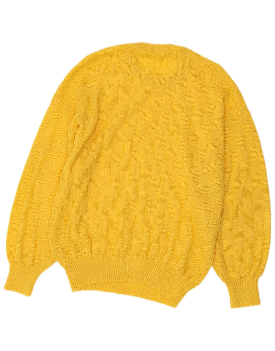 Suéter feminino VINTAGE com gola redonda Reino Unido 16 grande amarelo