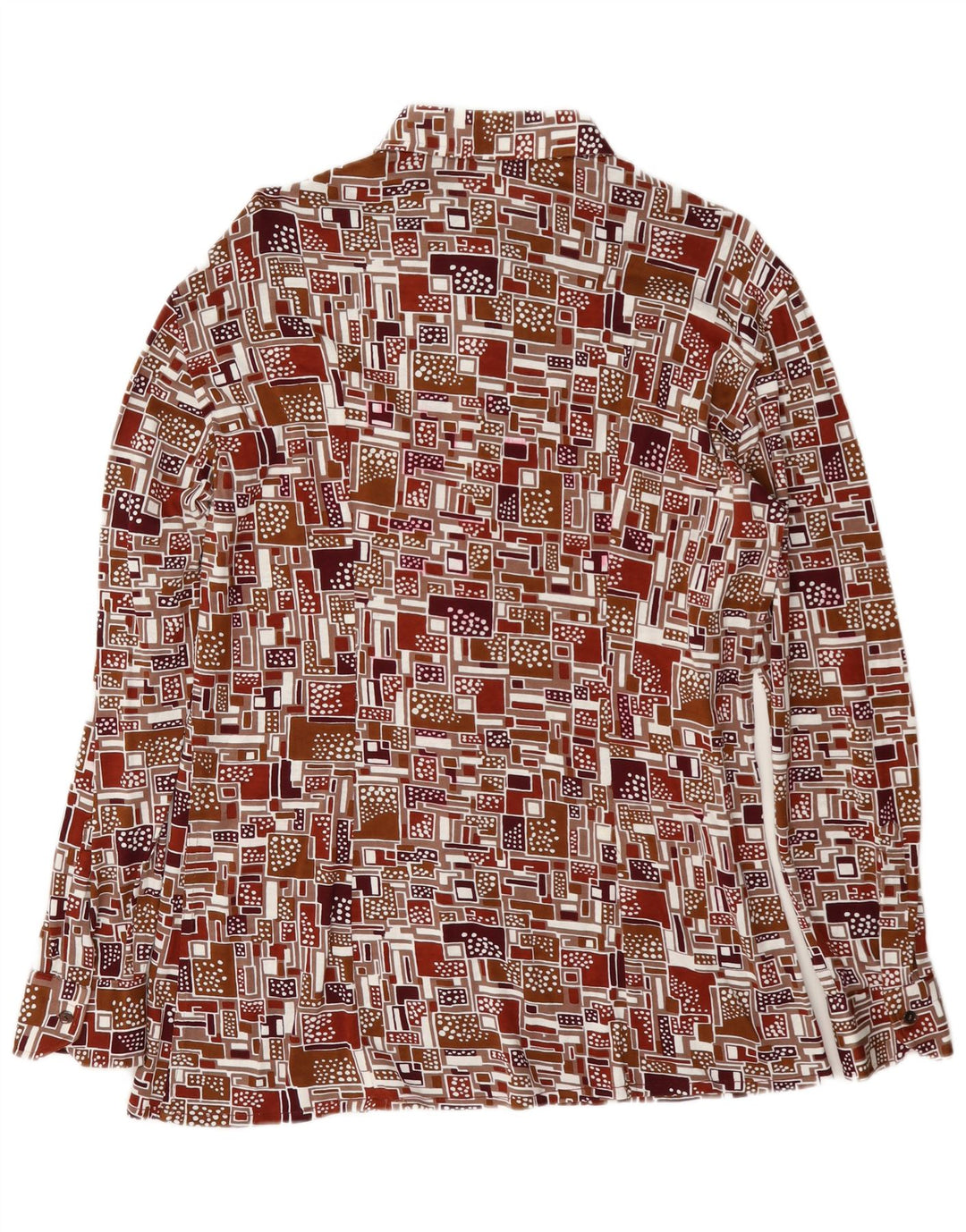 Camisa masculina vintage grande geométrica multicolorida