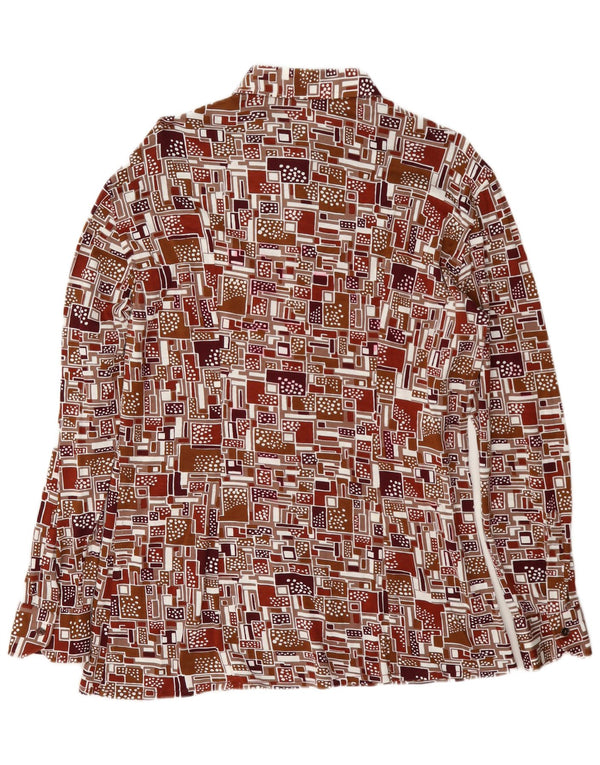 Camisa masculina vintage grande geométrica multicolorida