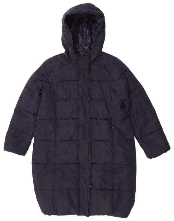 Casaco acolchoado com capuz para meninas Marks & Spencer 11-12 anos azul marinho poliéster