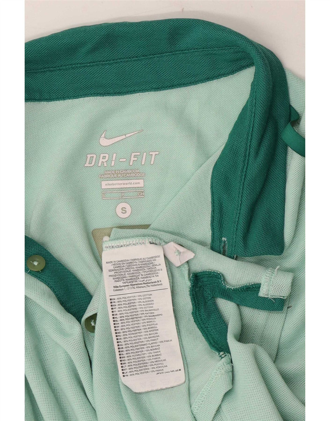 Camisa polo masculina Nike Dri Fit pequena verde colorblock poliéster