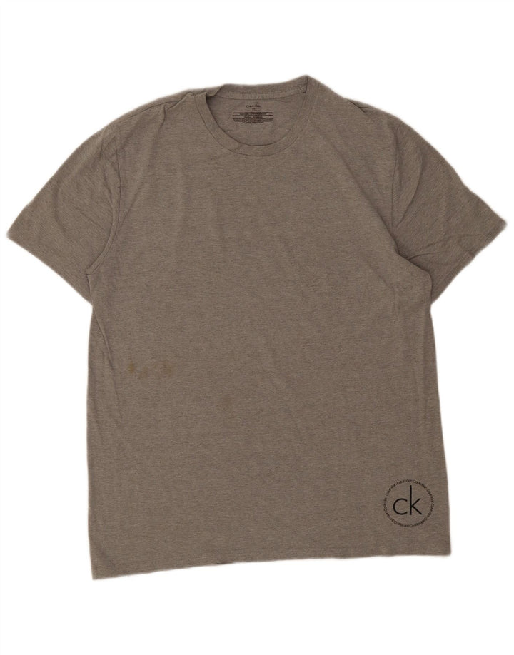 Camiseta masculina Calvin Klein grande algodão cinza