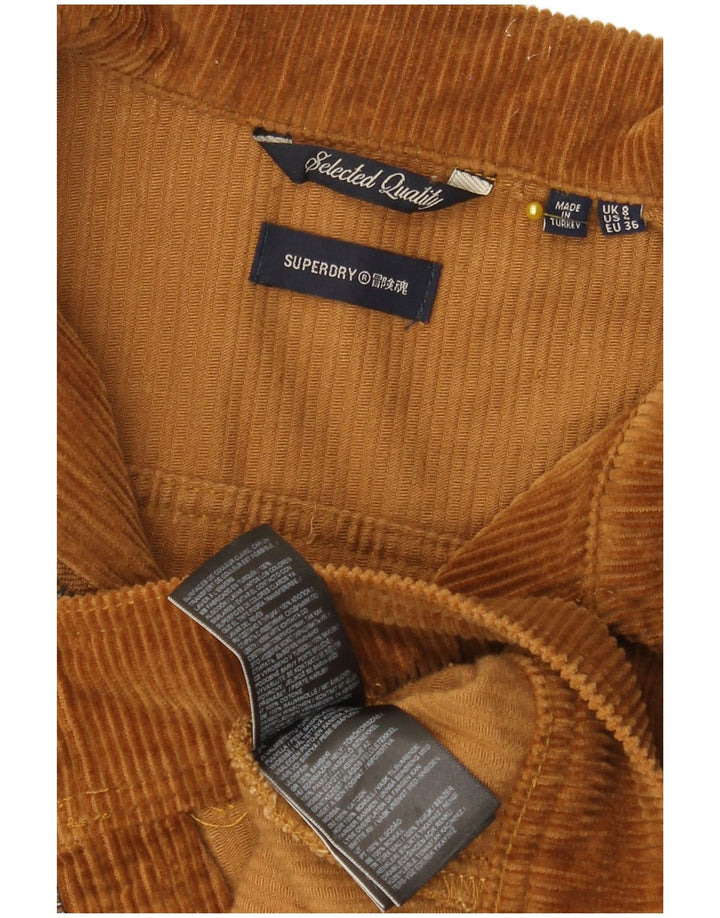 Jaqueta de veludo cotelê feminina Superdry Reino Unido 8 algodão marrom pequeno