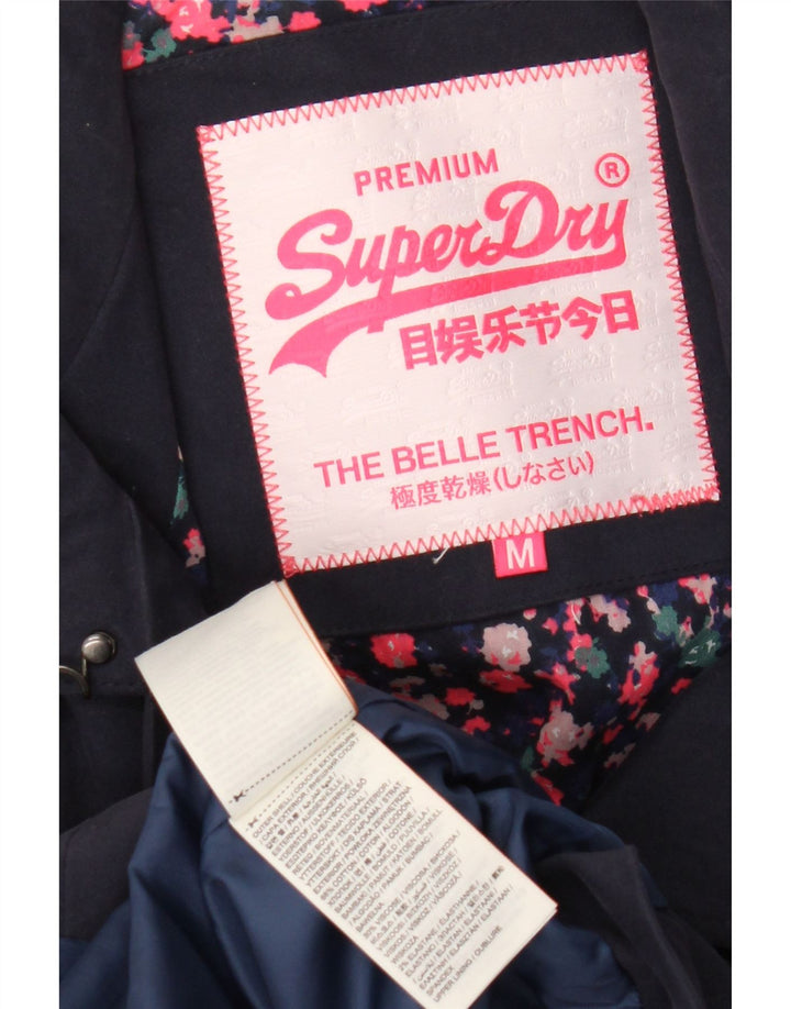 Trench Coat feminino Superdry UK 14 algodão azul marinho médio
